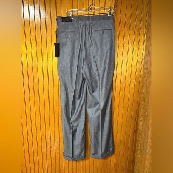 Eddie Domani NWT Men's Dress Pants Gray Plaid 32x32 - Picture 3 of 5